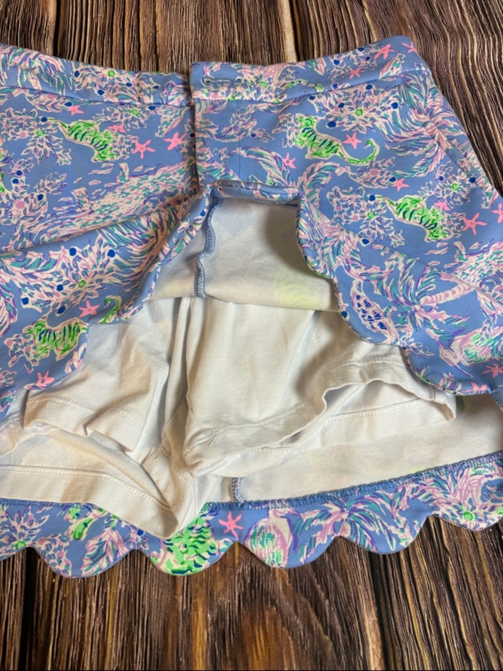 Lilly Pulitzer Blue Tropical Print Scallop Hem Mini Skirt (0041) - Picture 3 of 3